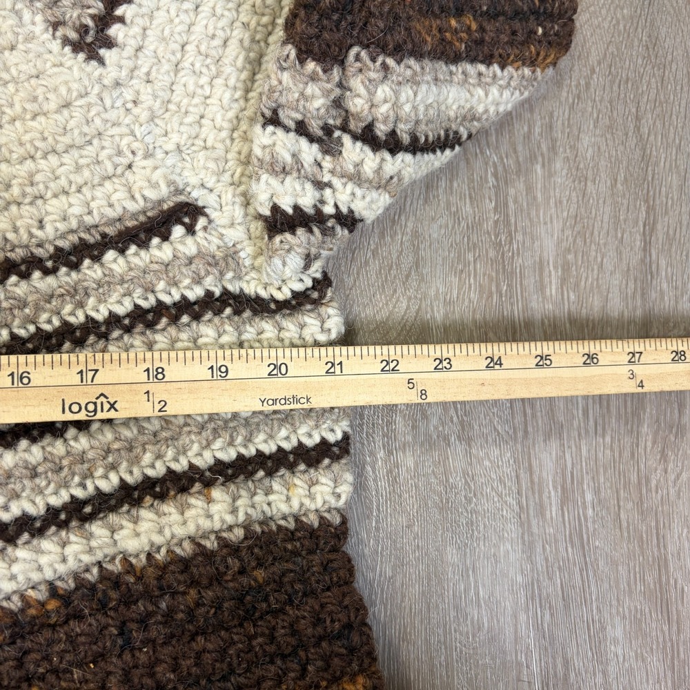 Wool Cargidan Heavyweight Thick Small Medium Brown Knit Shawl Collar - Picture 2 of 6